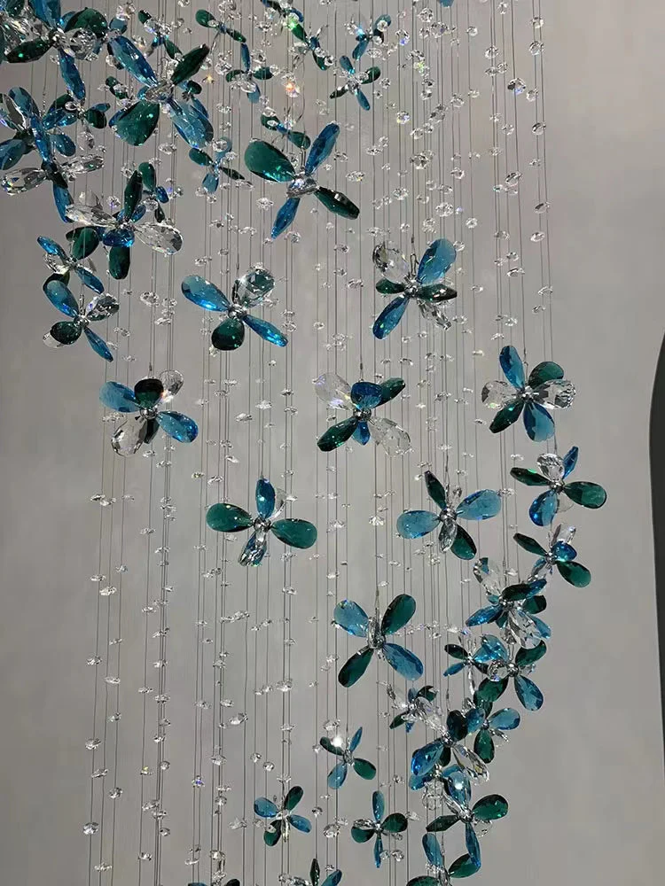 Extra Large Creative Luxury Petal Crystal Pendant Long Chandelier for Foyer/Staircase/Entrance Dining Hall Spiral Ceiling Light - Image 6