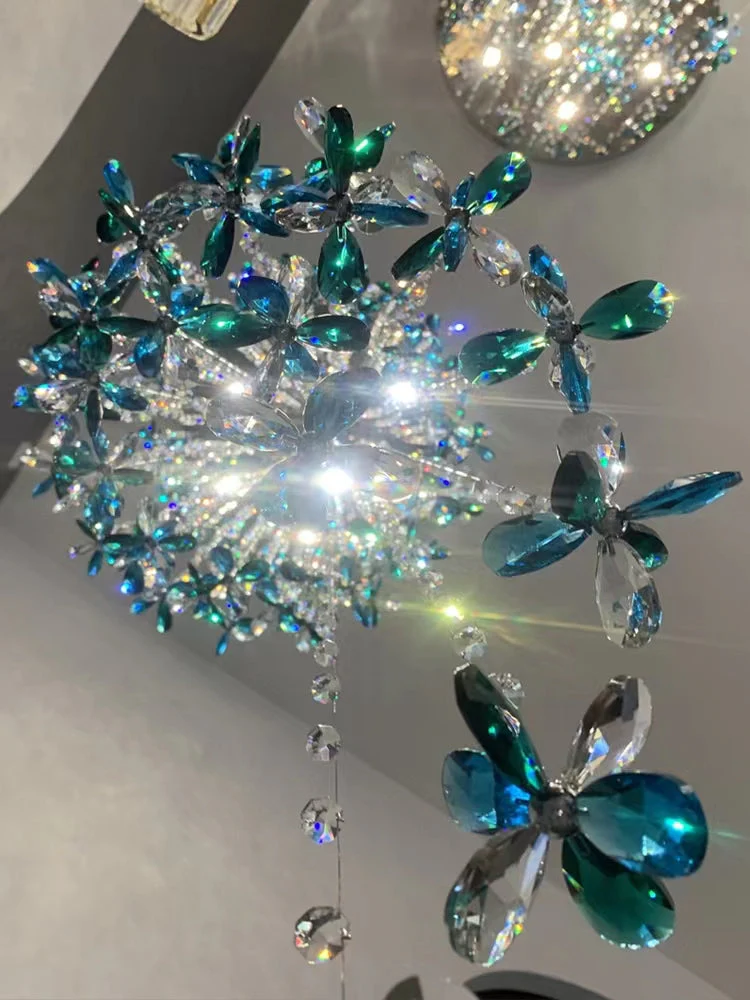 Extra Large Creative Luxury Petal Crystal Pendant Long Chandelier for Foyer/Staircase/Entrance Dining Hall Spiral Ceiling Light - Image 7