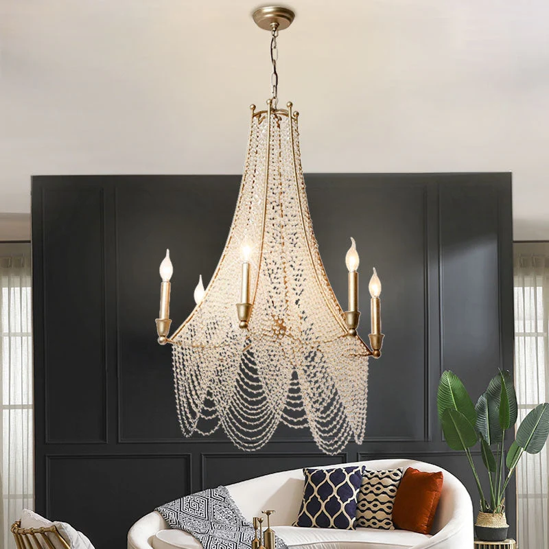 Extra Large European Crystal Beaded Chandelier Candle Light for Stairs / Duplex / Villa - Image 3