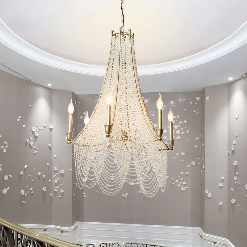 Extra Large European Crystal Beaded Chandelier Candle Light for Stairs / Duplex / Villa - Image 5