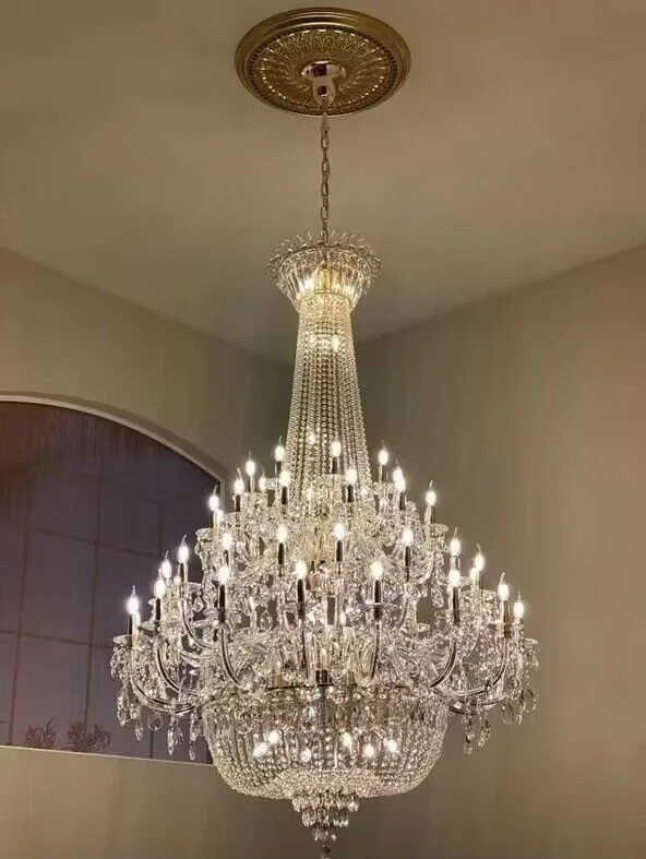 Extra Large European-style Multi-layers Candle Luxury Crystal Chandelier Gold Art Foyer/Staircase Decorative Light Fixture - Image 11