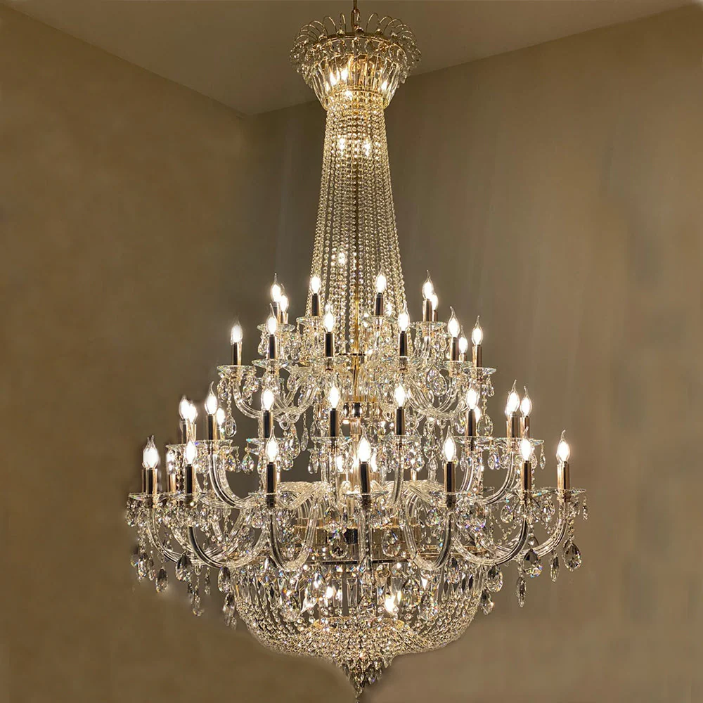 Extra Large European-style Multi-layers Candle Luxury Crystal Chandelier Gold Art Foyer/Staircase Decorative Light Fixture - Image 12