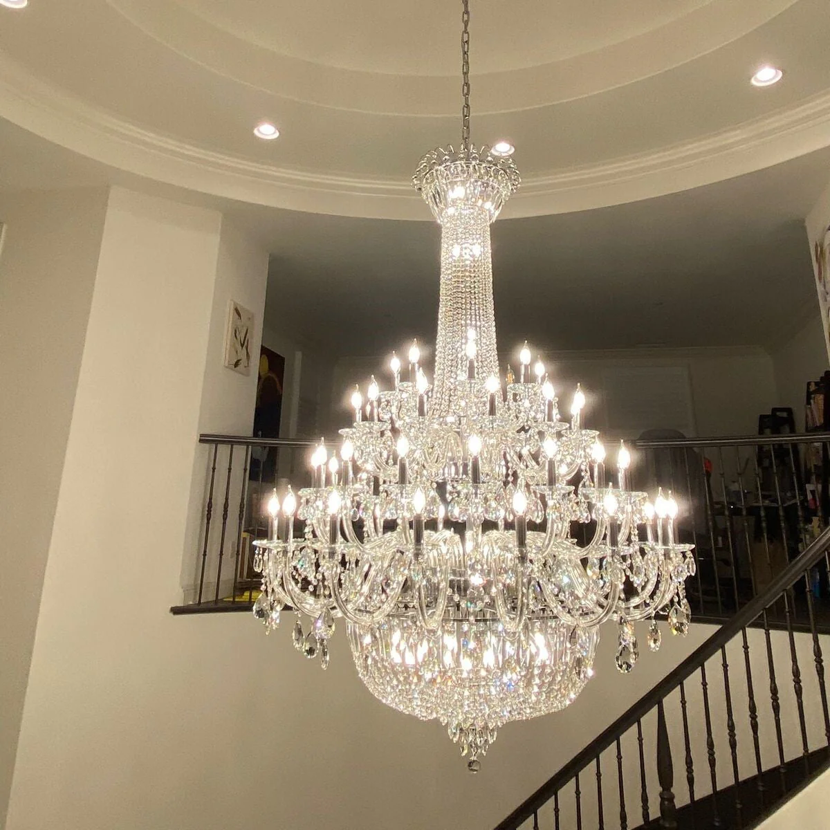Extra Large European-style Multi-layers Candle Luxury Crystal Chandelier Gold Art Foyer/Staircase Decorative Light Fixture - Image 2
