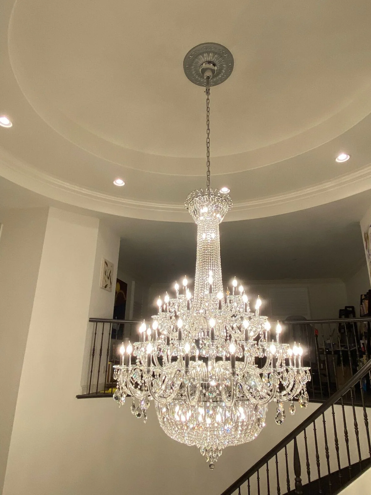 Extra Large European-style Multi-layers Candle Luxury Crystal Chandelier Gold Art Foyer/Staircase Decorative Light Fixture - Image 22