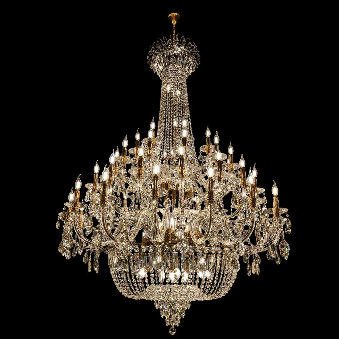 Extra Large European-style Multi-layers Candle Luxury Crystal Chandelier Gold Art Foyer/Staircase Decorative Light Fixture - Image 24
