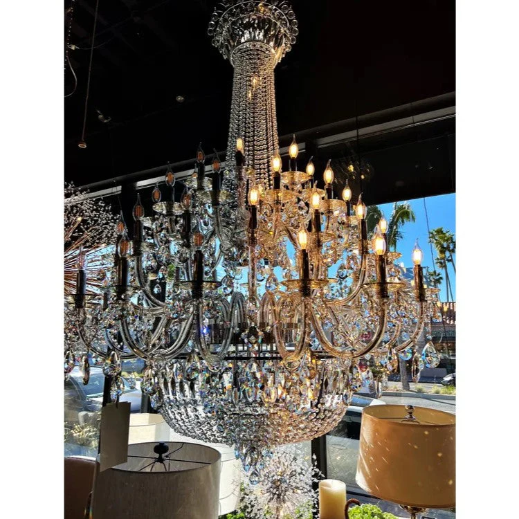 Extra Large European-style Multi-layers Candle Luxury Crystal Chandelier Gold Art Foyer/Staircase Decorative Light Fixture - Image 27