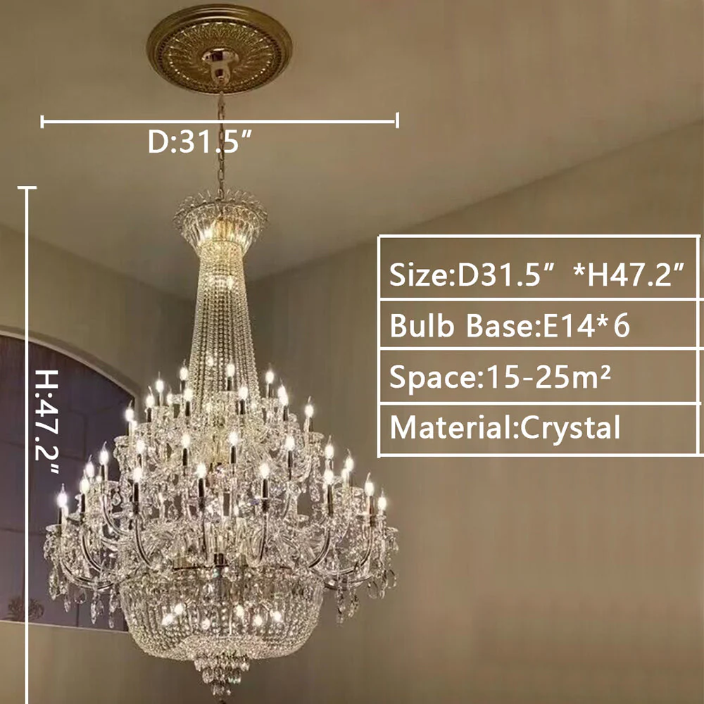 Extra Large European-style Multi-layers Candle Luxury Crystal Chandelier Gold Art Foyer/Staircase Decorative Light Fixture - Image 36