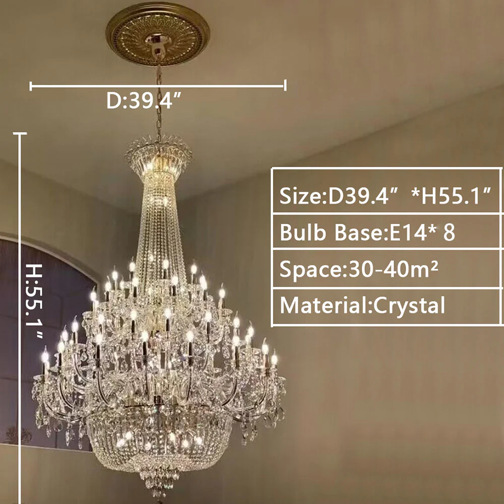 Extra Large European-style Multi-layers Candle Luxury Crystal Chandelier Gold Art Foyer/Staircase Decorative Light Fixture - Image 37