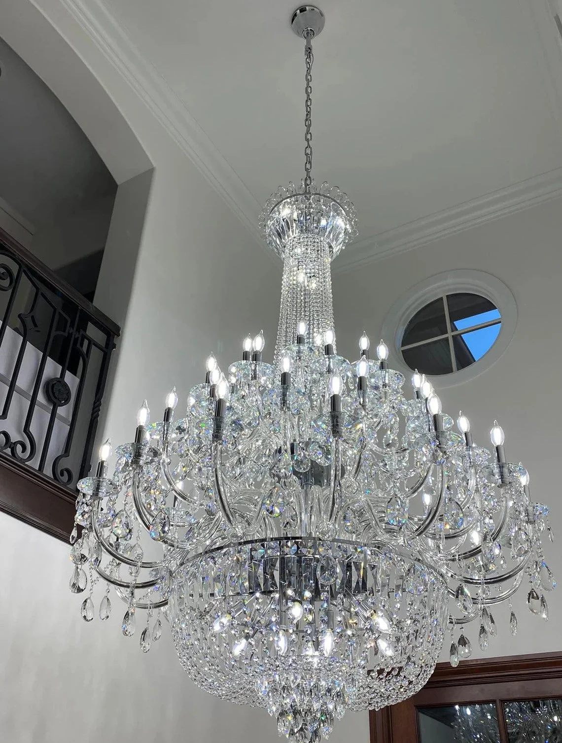 Extra Large European-style Multi-layers Candle Luxury Crystal Chandelier Gold Art Foyer/Staircase Decorative Light Fixture - Image 4