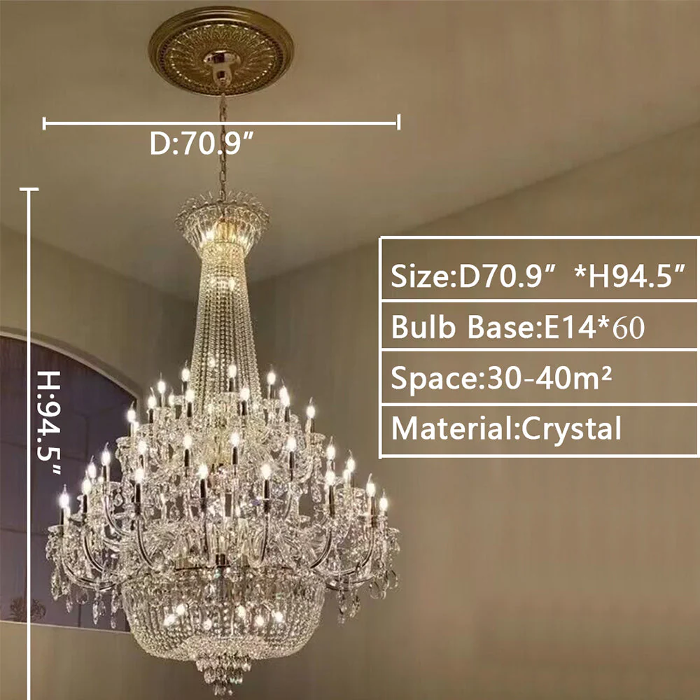 Extra Large European-style Multi-layers Candle Luxury Crystal Chandelier Gold Art Foyer/Staircase Decorative Light Fixture - Image 40