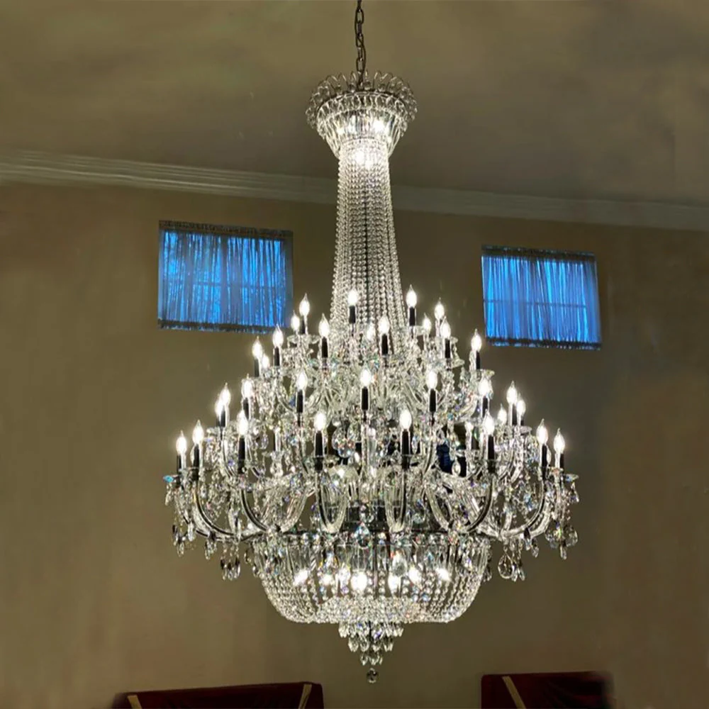 Extra Large European-style Multi-layers Candle Luxury Crystal Chandelier Gold Art Foyer/Staircase Decorative Light Fixture - Image 5