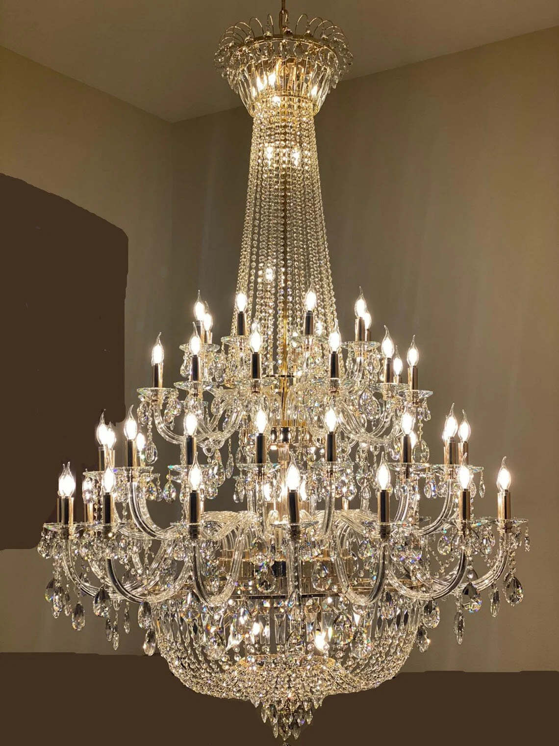Extra Large European-style Multi-layers Candle Luxury Crystal Chandelier Gold Art Foyer/Staircase Decorative Light Fixture - Image 8