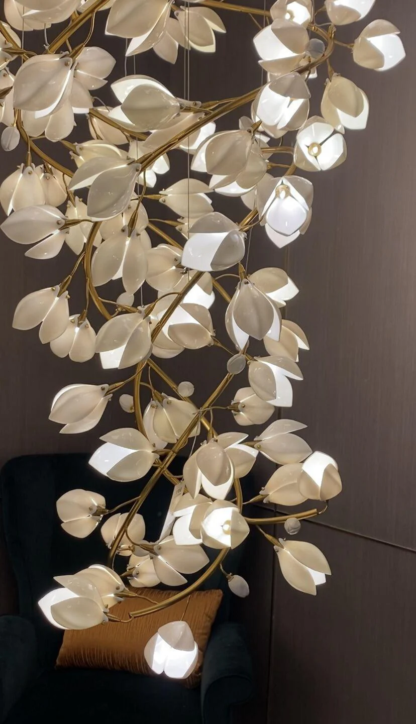Ceramic Artistic Magnolia Spiral Pendant Ceiling Light Chandelier - Image 3