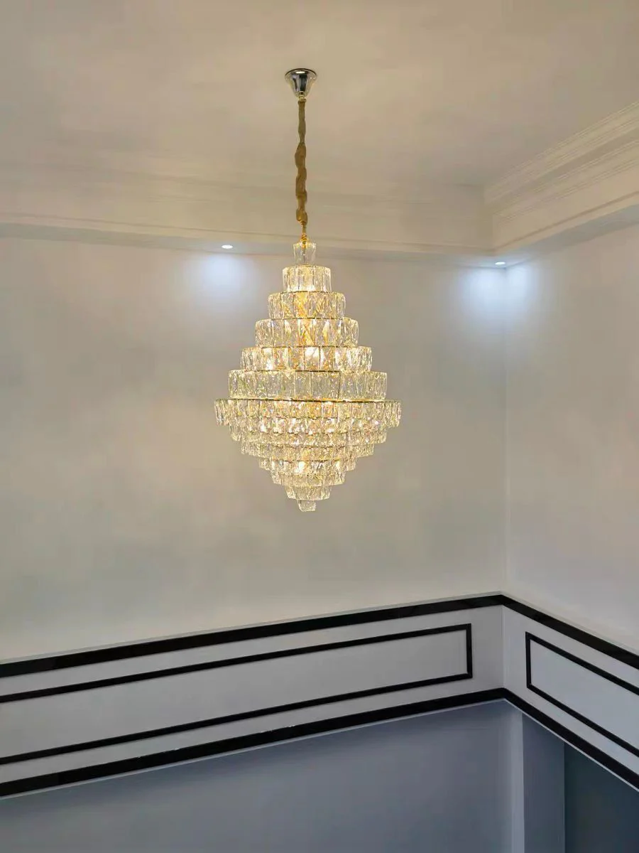 Extra Large Foyer Pure Crystal Ceiling Light Fixture Living Room Entrance Staircase Chandelier - Image 11