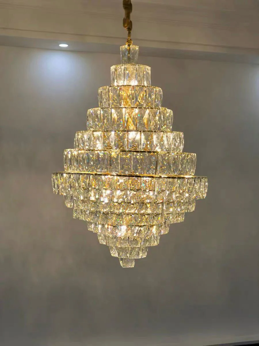 Extra Large Foyer Pure Crystal Ceiling Light Fixture Living Room Entrance Staircase Chandelier - Image 12