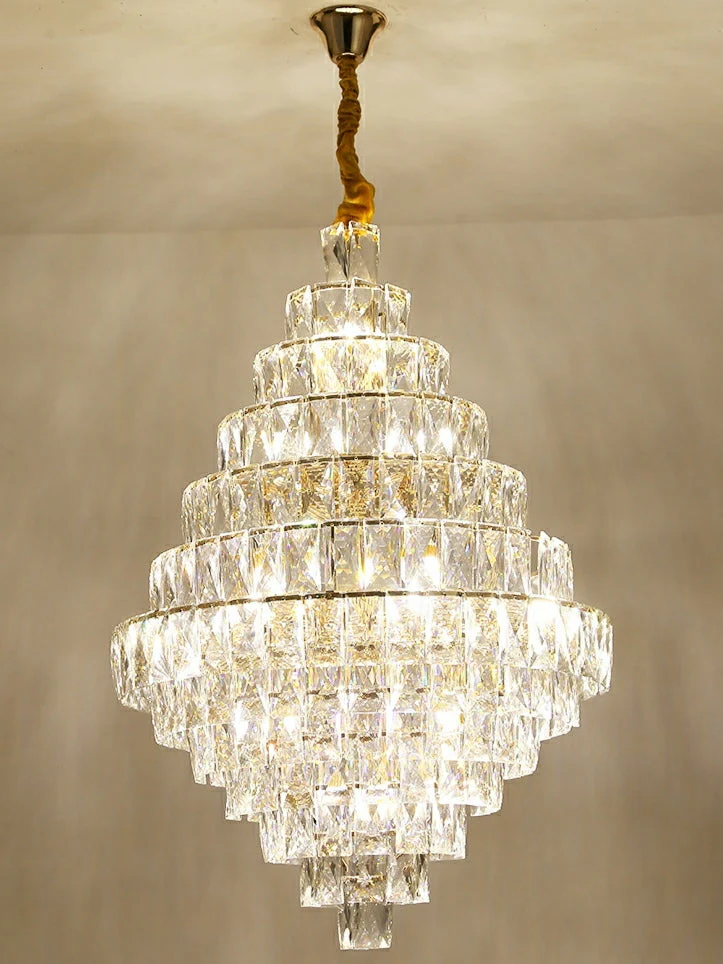 Extra Large Foyer Pure Crystal Ceiling Light Fixture Living Room Entrance Staircase Chandelier - Image 18