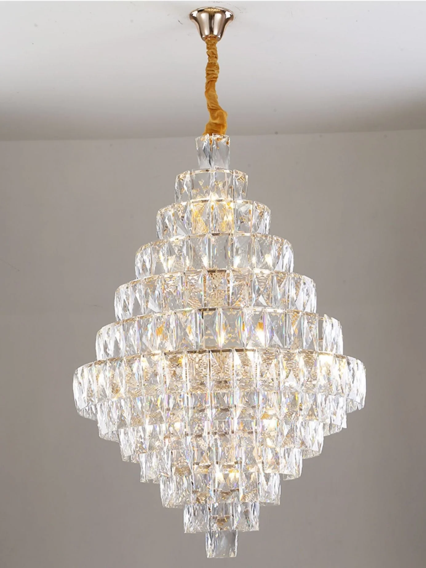 Extra Large Foyer Pure Crystal Ceiling Light Fixture Living Room Entrance Staircase Chandelier - Image 19