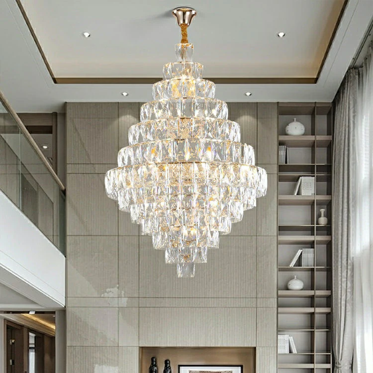 Extra Large Foyer Pure Crystal Ceiling Light Fixture Living Room Entrance Staircase Chandelier - Image 2