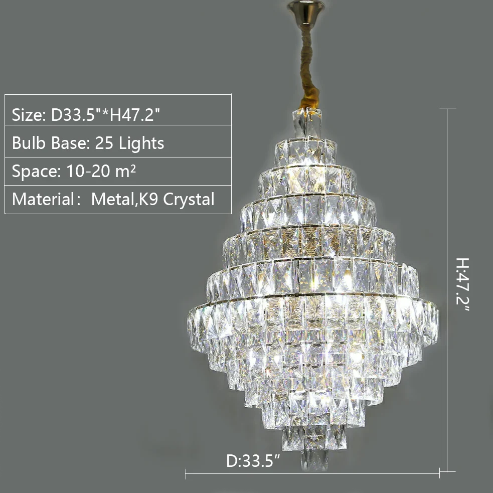 Extra Large Foyer Pure Crystal Ceiling Light Fixture Living Room Entrance Staircase Chandelier - Image 20