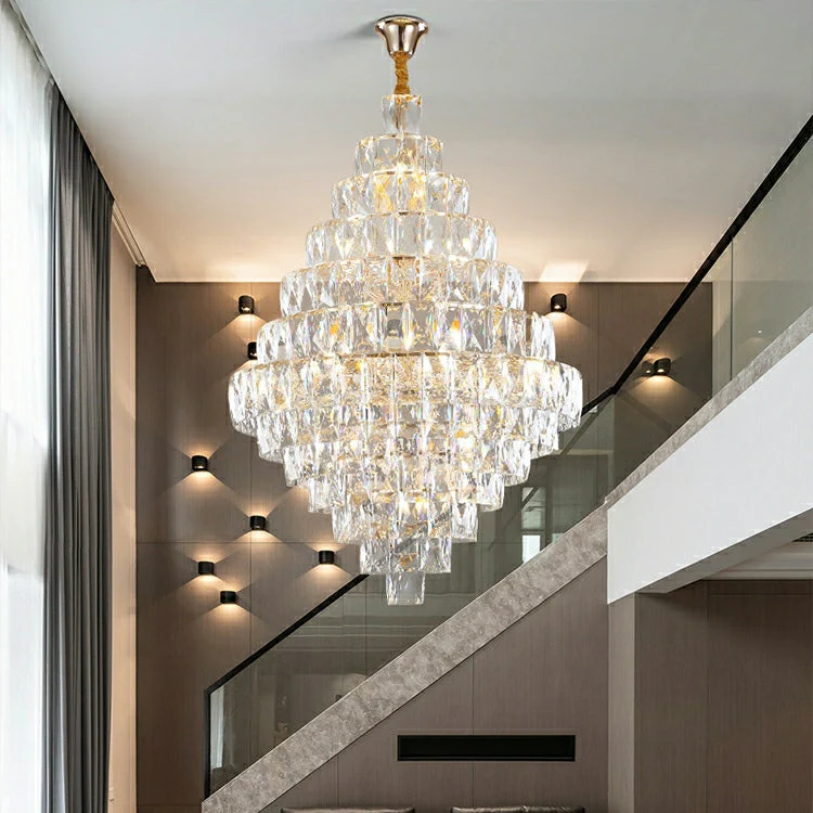 Extra Large Foyer Pure Crystal Ceiling Light Fixture Living Room Entrance Staircase Chandelier - Image 5
