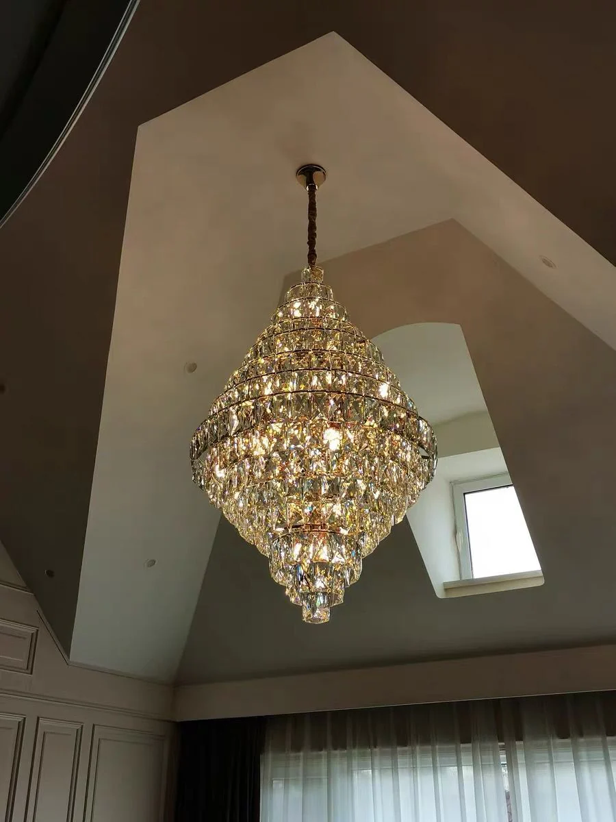 Extra Large Foyer Pure Crystal Ceiling Light Fixture Living Room Entrance Staircase Chandelier - Image 6
