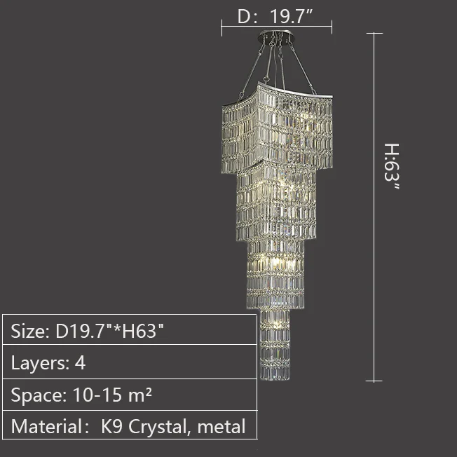 Extra Large Foyer Vertical Layers K9 Crystal Chandelier Chrome Ceiling Lighting Fixture For Staircase Entryway Decor - Image 11