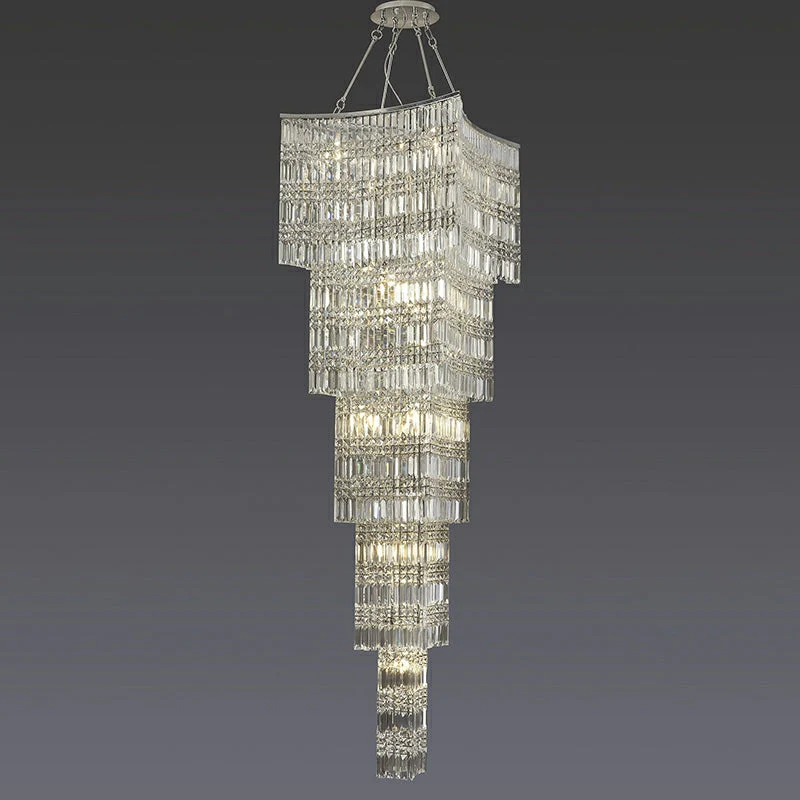 Extra Large Foyer Vertical Layers K9 Crystal Chandelier Chrome Ceiling Lighting Fixture For Staircase Entryway Decor - Image 6
