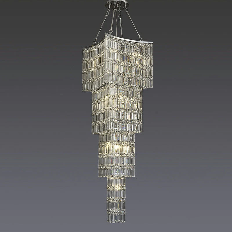 Extra Large Foyer Vertical Layers K9 Crystal Chandelier Chrome Ceiling Lighting Fixture For Staircase Entryway Decor - Image 7