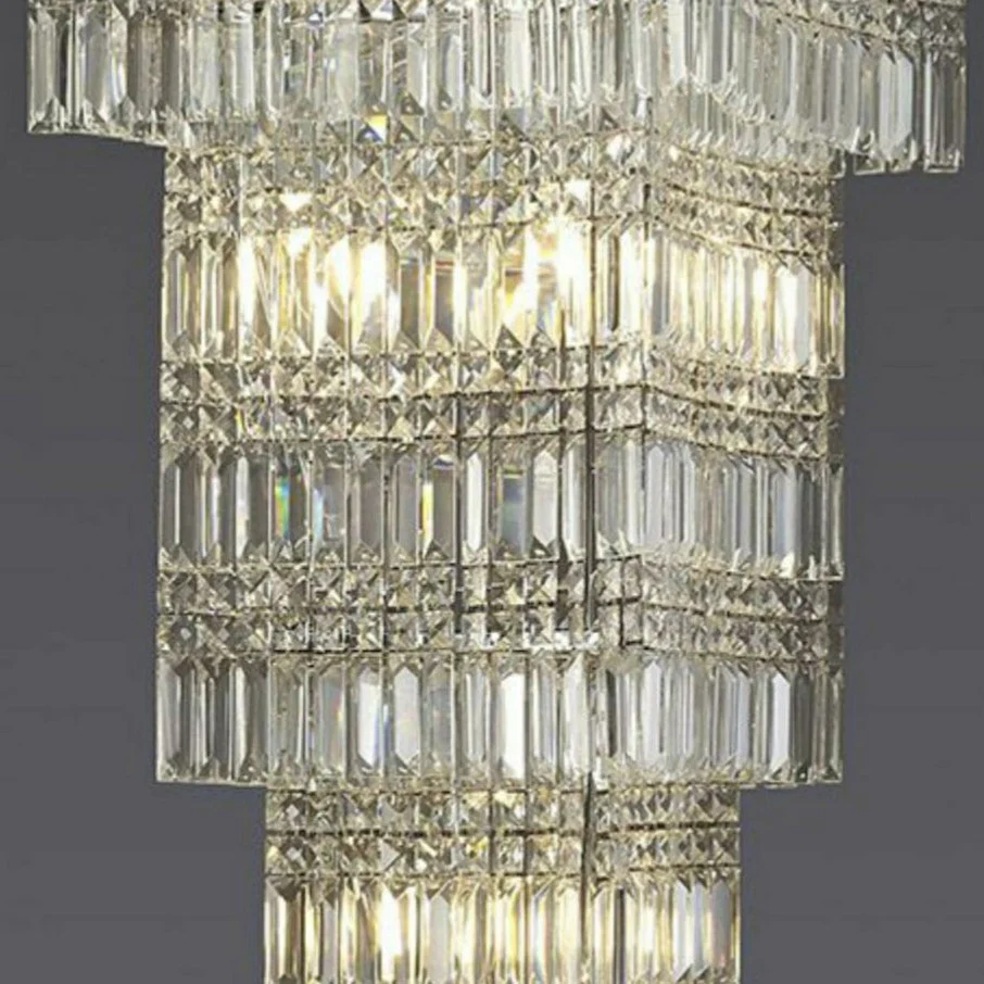 Extra Large Foyer Vertical Layers K9 Crystal Chandelier Chrome Ceiling Lighting Fixture For Staircase Entryway Decor - Image 9