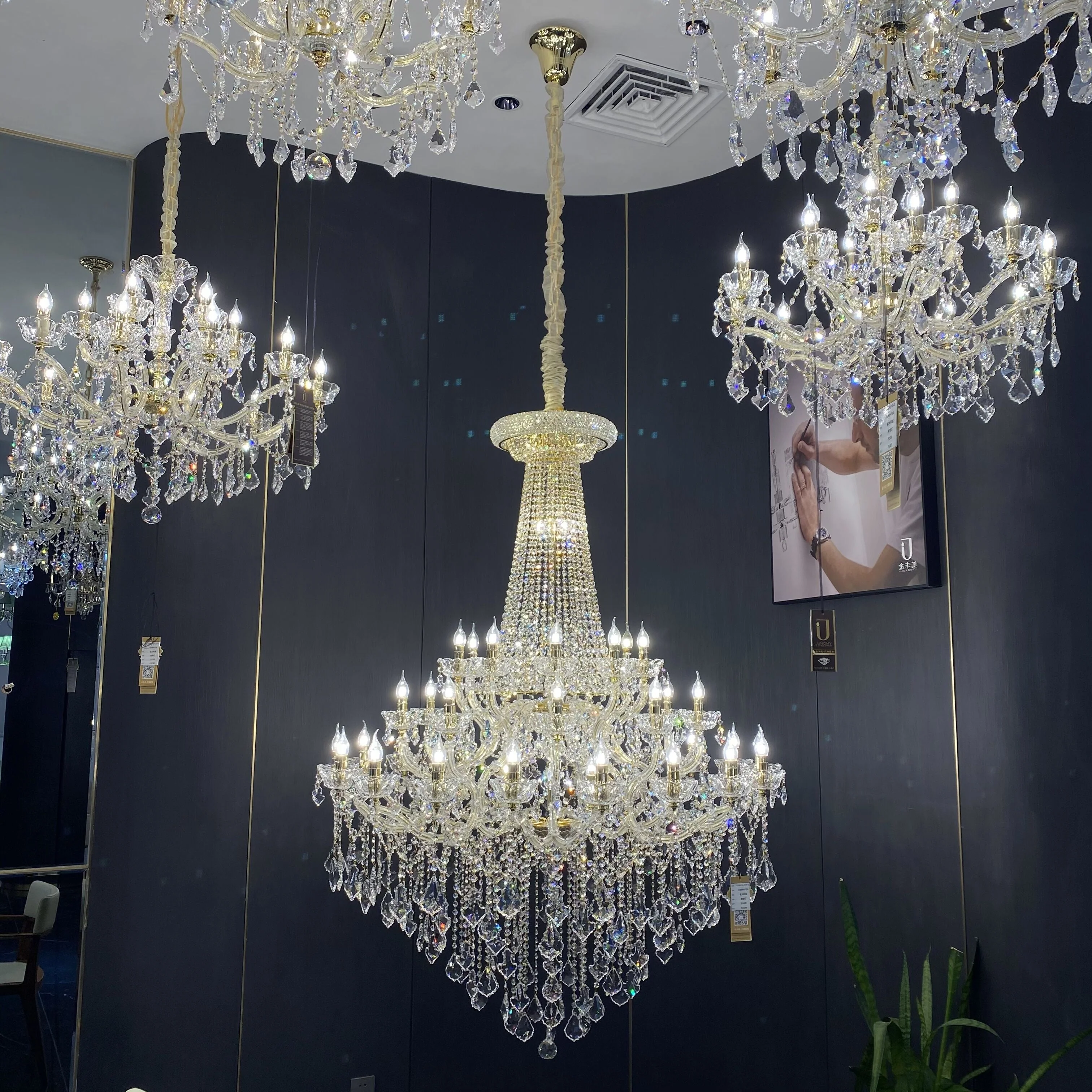 Extra Large French Candle Crystal Chandelier Ceiling Art Branch Foyer/Staircase Light Fixture - Image 2