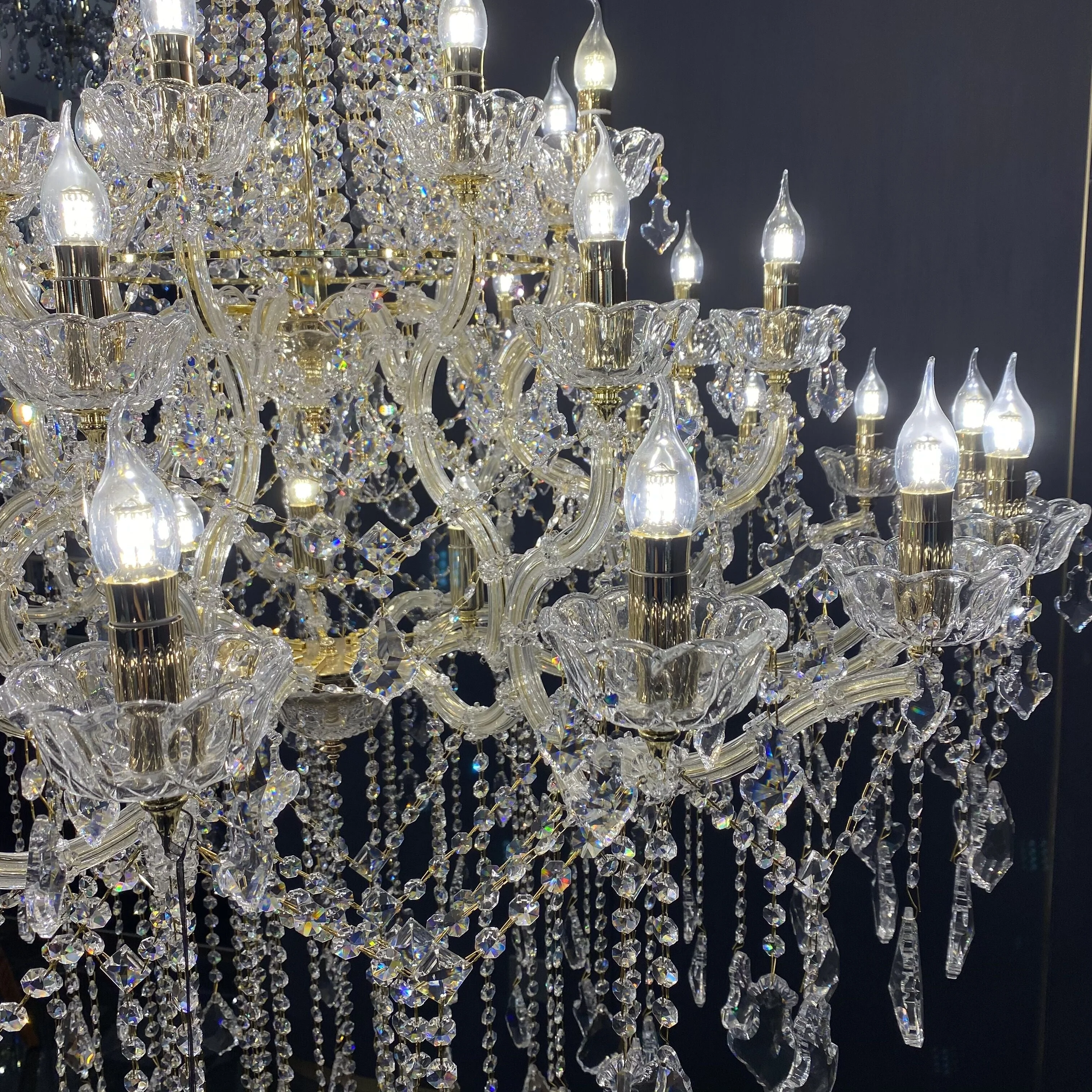 Extra Large French Candle Crystal Chandelier Ceiling Art Branch Foyer/Staircase Light Fixture - Image 4