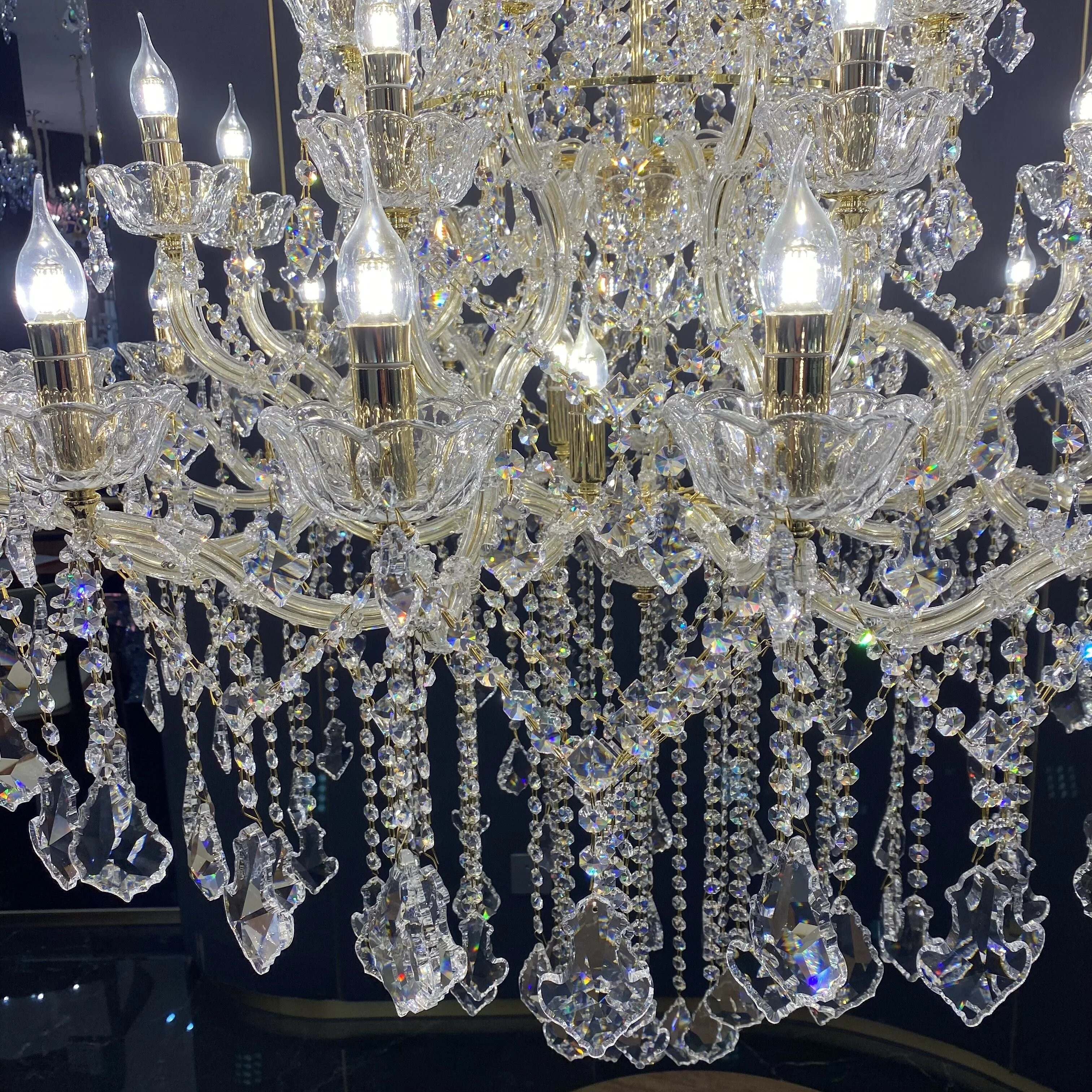 Extra Large French Candle Crystal Chandelier Ceiling Art Branch Foyer/Staircase Light Fixture - Image 5