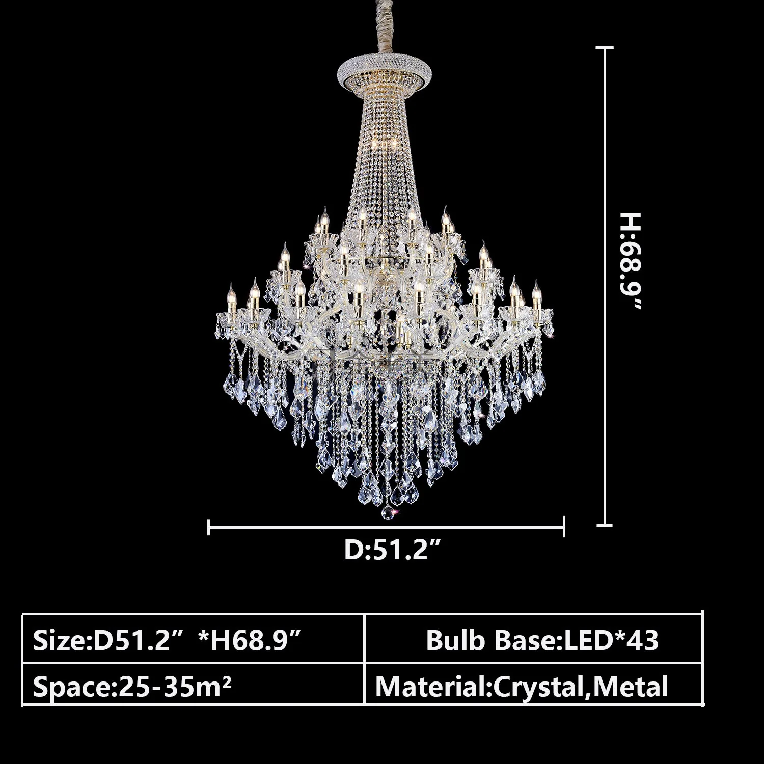 Extra Large French Candle Crystal Chandelier Ceiling Art Branch Foyer/Staircase Light Fixture - Image 9