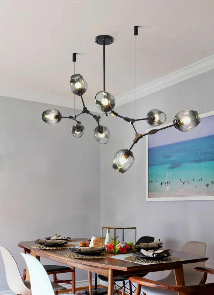 Extra Large Industrial Fashion Branch Multiple Glass Pendant Chandelier for Living/Dining Room - Image 12