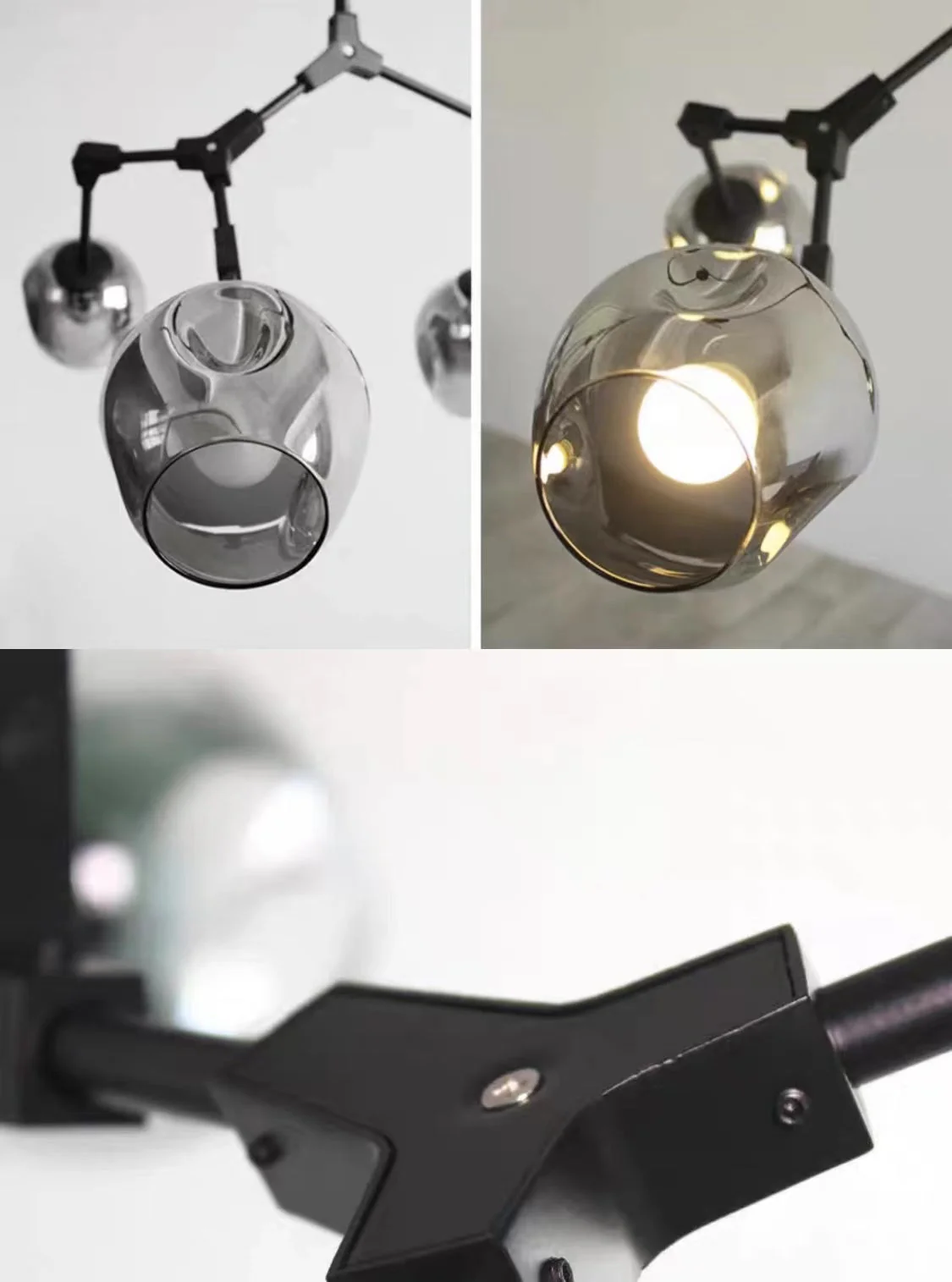 Extra Large Industrial Fashion Branch Multiple Glass Pendant Chandelier for Living/Dining Room - Image 15
