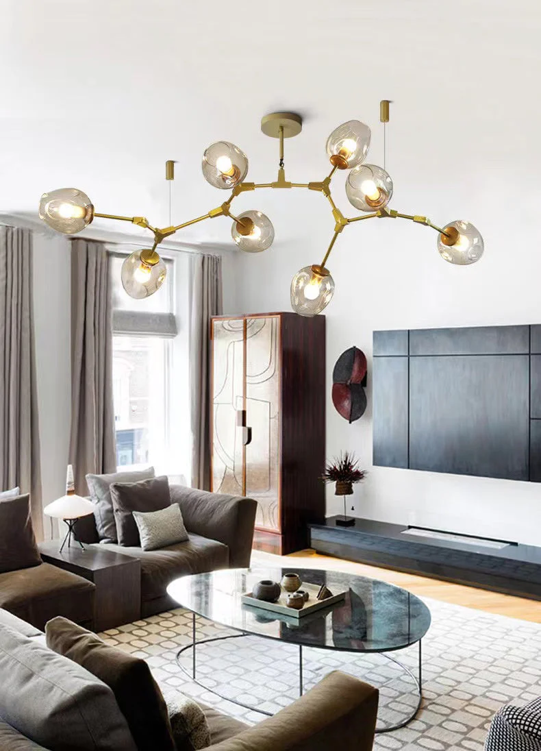 Extra Large Industrial Fashion Branch Multiple Glass Pendant Chandelier for Living/Dining Room - Image 2
