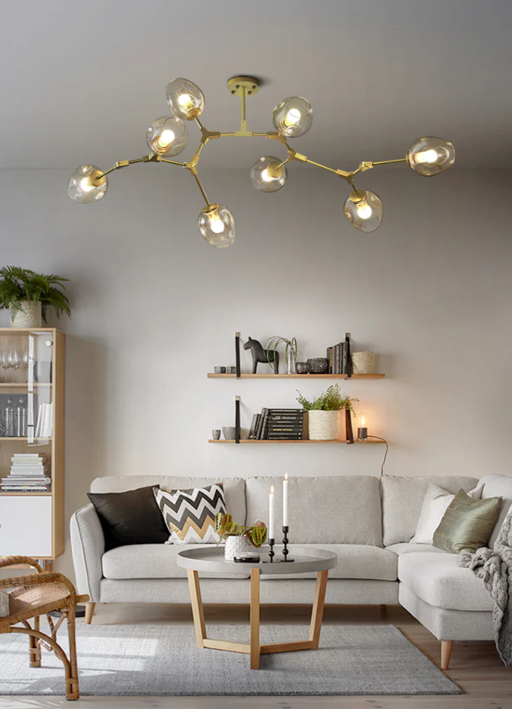 Extra Large Industrial Fashion Branch Multiple Glass Pendant Chandelier for Living/Dining Room - Image 9
