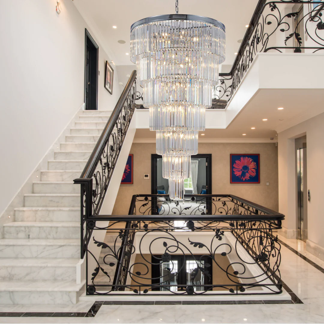 Extra Large 7-Tier Luxury Crystal Chandelier in Black/Coffee/Gold/Chrome Finish Color - Image 5
