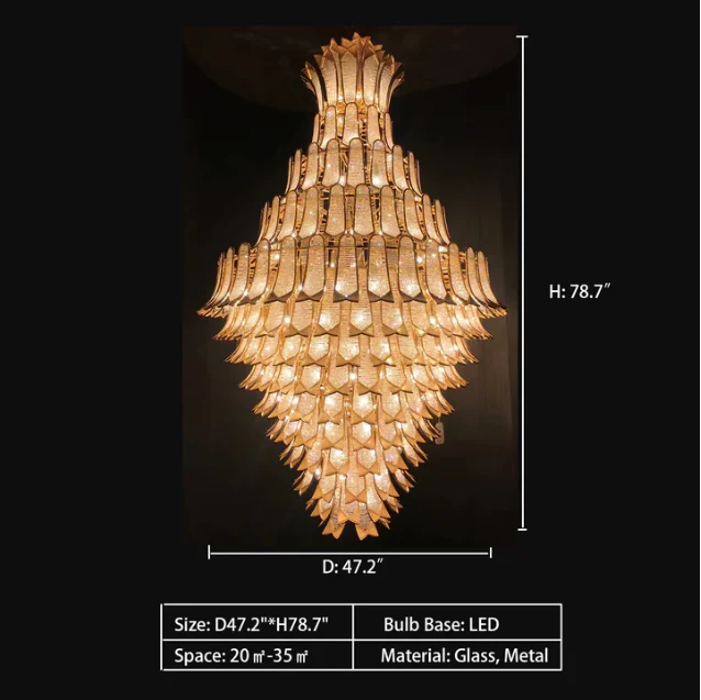 Extra Large Luxury Multi-tier Gold CrystalChandelier for Stairs/Large High-ceiling Room - Image 11