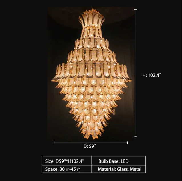 Extra Large Luxury Multi-tier Gold CrystalChandelier for Stairs/Large High-ceiling Room - Image 12