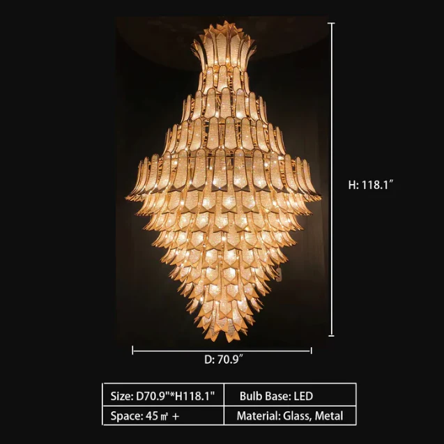 Extra Large Luxury Multi-tier Gold CrystalChandelier for Stairs/Large High-ceiling Room - Image 13