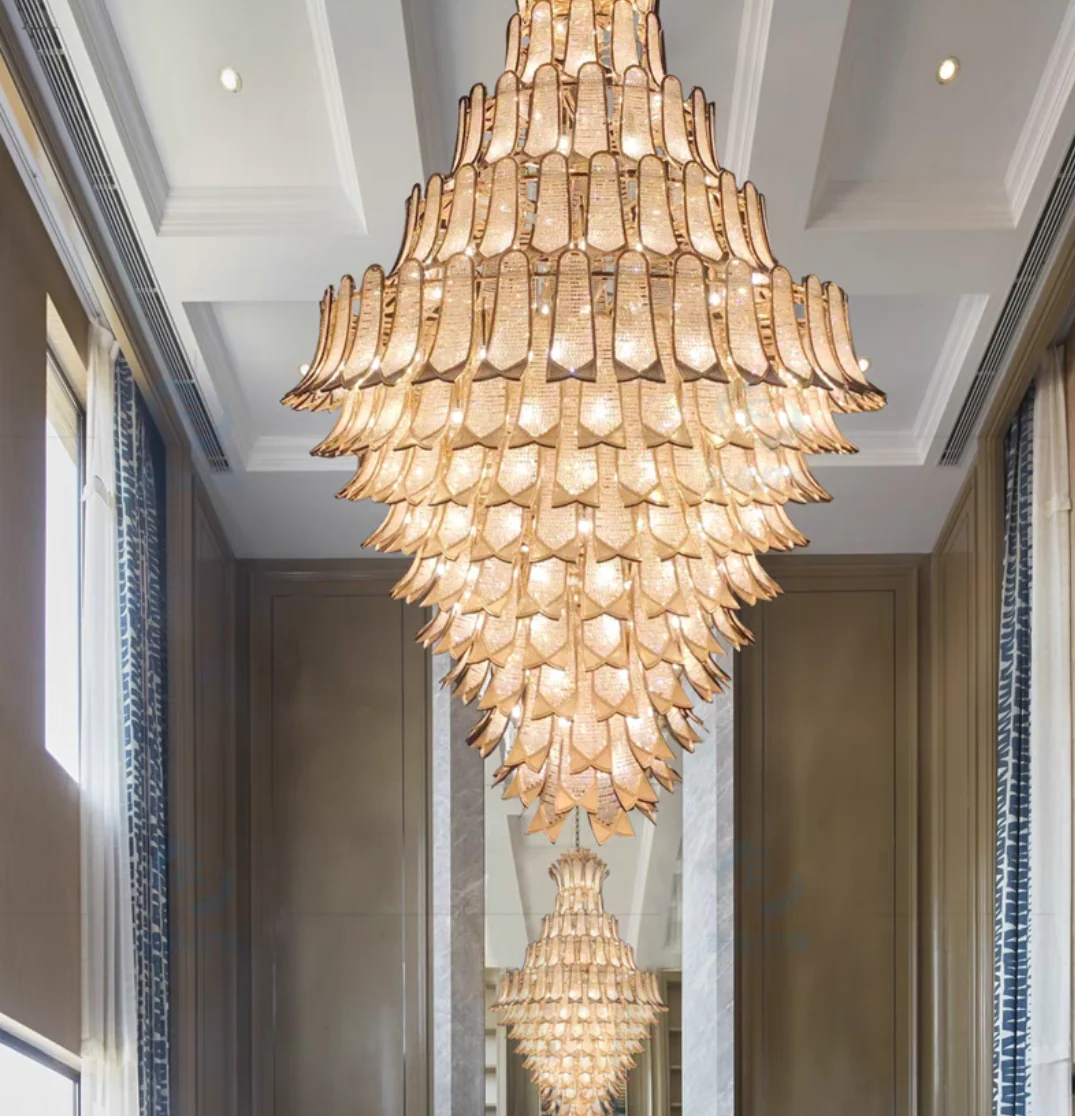 Extra Large Luxury Multi-tier Gold CrystalChandelier for Stairs/Large High-ceiling Room - Image 6