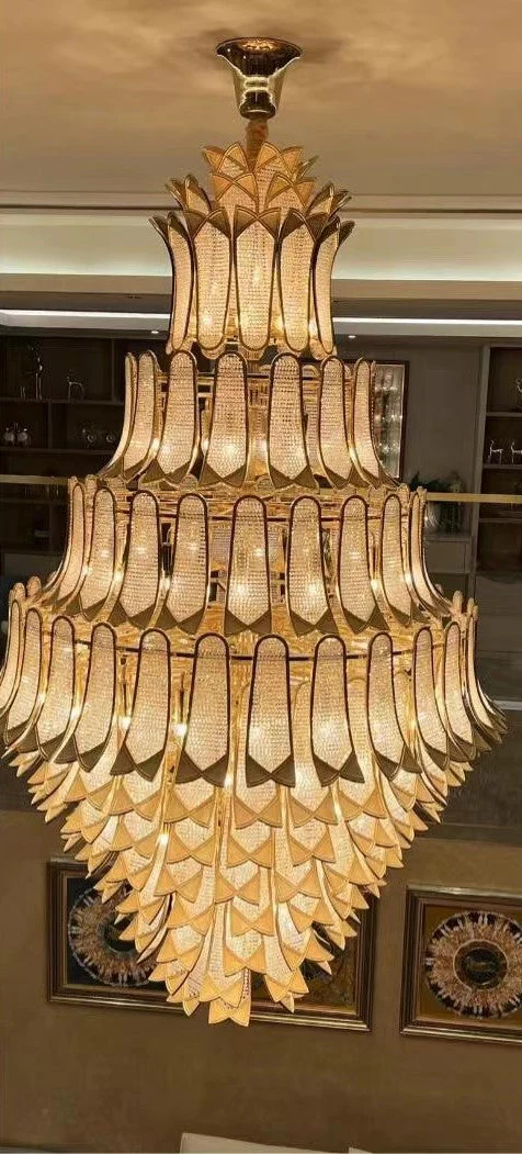 Extra Large Luxury Multi-tier Gold CrystalChandelier for Stairs/Large High-ceiling Room - Image 9