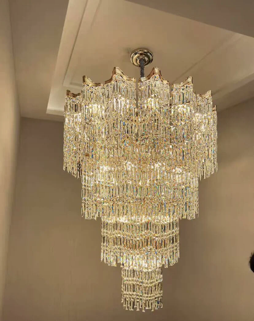 Extra Large Luxury Multi-tiered Crystal Chandelier in Gold Finish for Foyer/Staircase - Image 10
