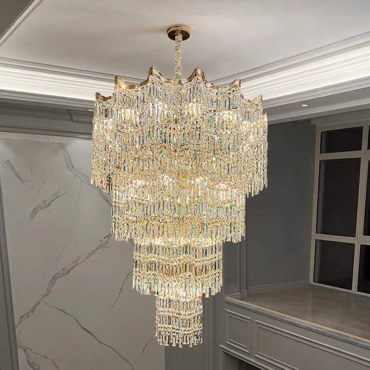 Extra Large Luxury Multi-tiered Crystal Chandelier in Gold Finish for Foyer/Staircase - Image 11