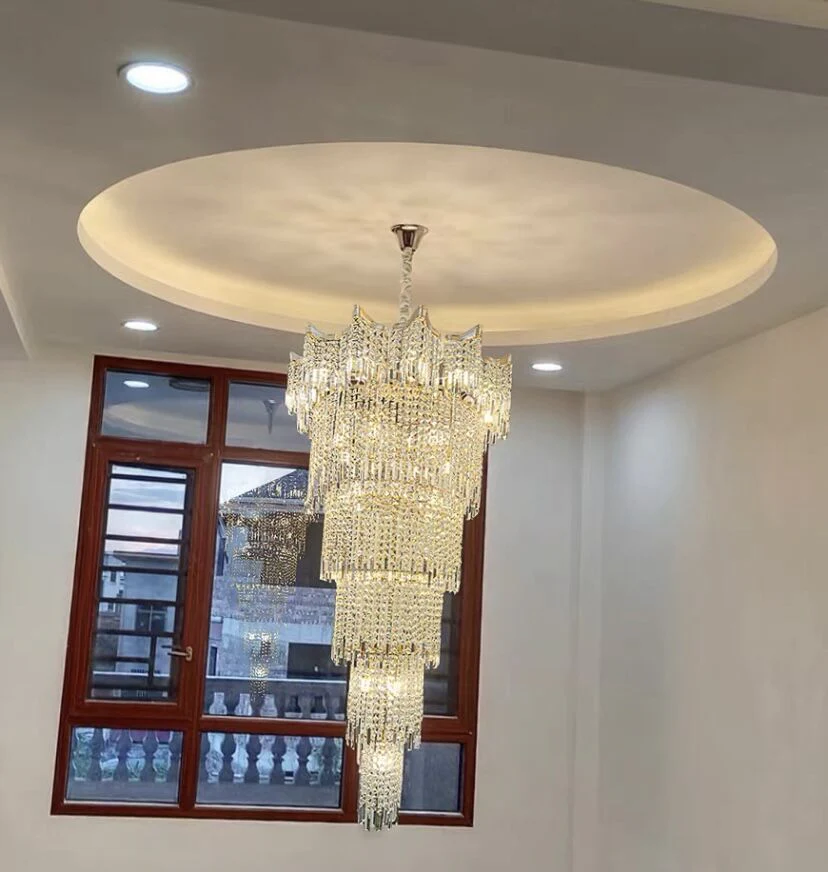 Extra Large Luxury Multi-tiered Crystal Chandelier in Gold Finish for Foyer/Staircase - Image 2