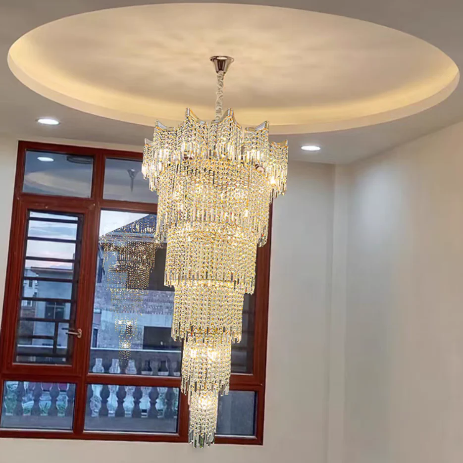 Extra Large Luxury Multi-tiered Crystal Chandelier in Gold Finish for Foyer/Staircase - Image 5