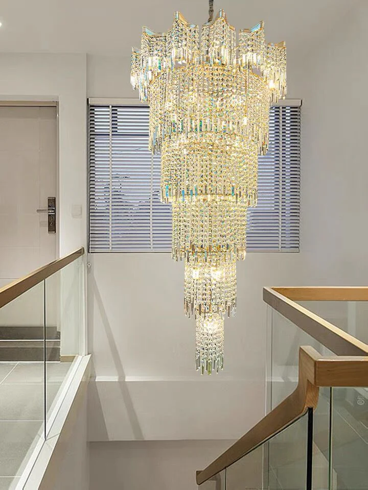 Extra Large Luxury Multi-tiered Crystal Chandelier in Gold Finish for Foyer/Staircase - Image 6
