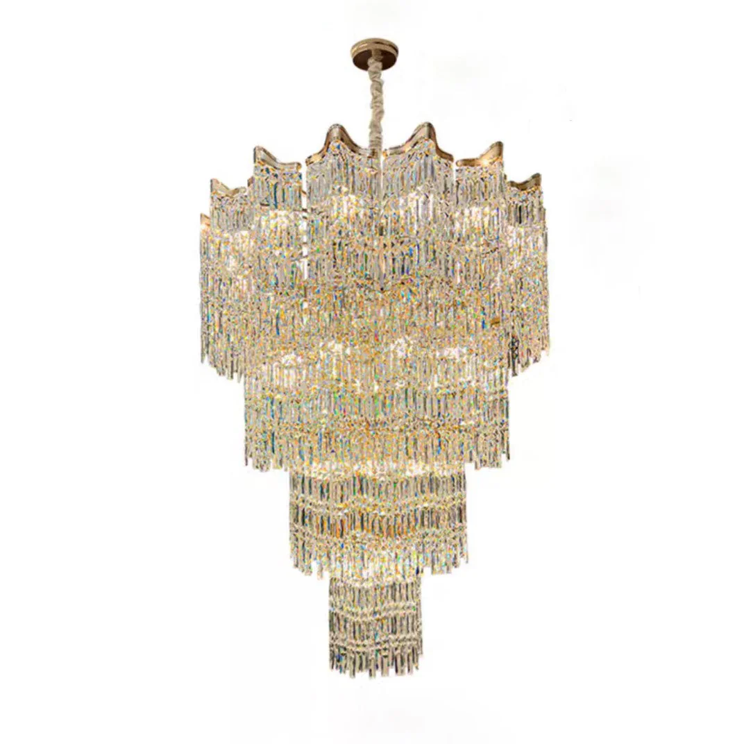 Extra Large Luxury Multi-tiered Crystal Chandelier in Gold Finish for Foyer/Staircase - Image 7