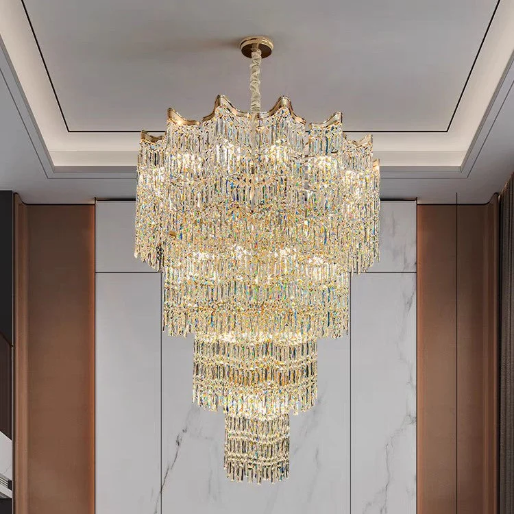 Extra Large Luxury Multi-tiered Crystal Chandelier in Gold Finish for Foyer/Staircase - Image 9